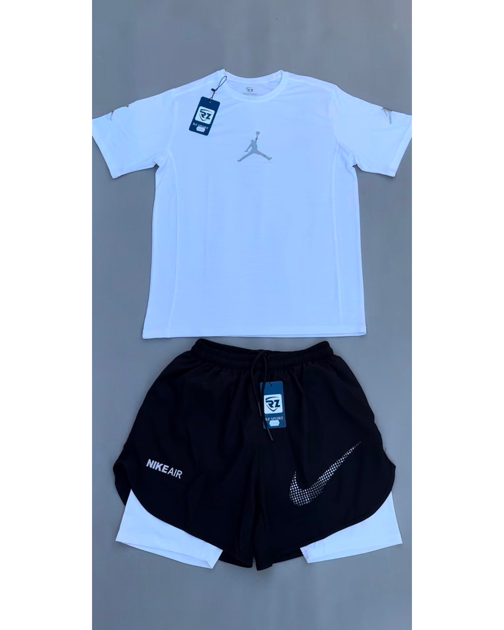 Conjunto Camiseta + Short Dri-Fit Air Jordan - Branco/Preto