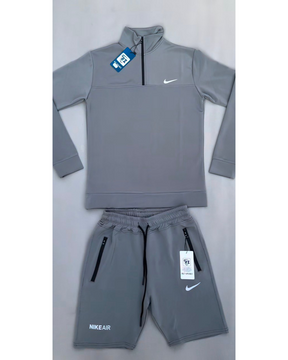 Conjunto Camiseta Manga Longa + Calça Nike - Cinza