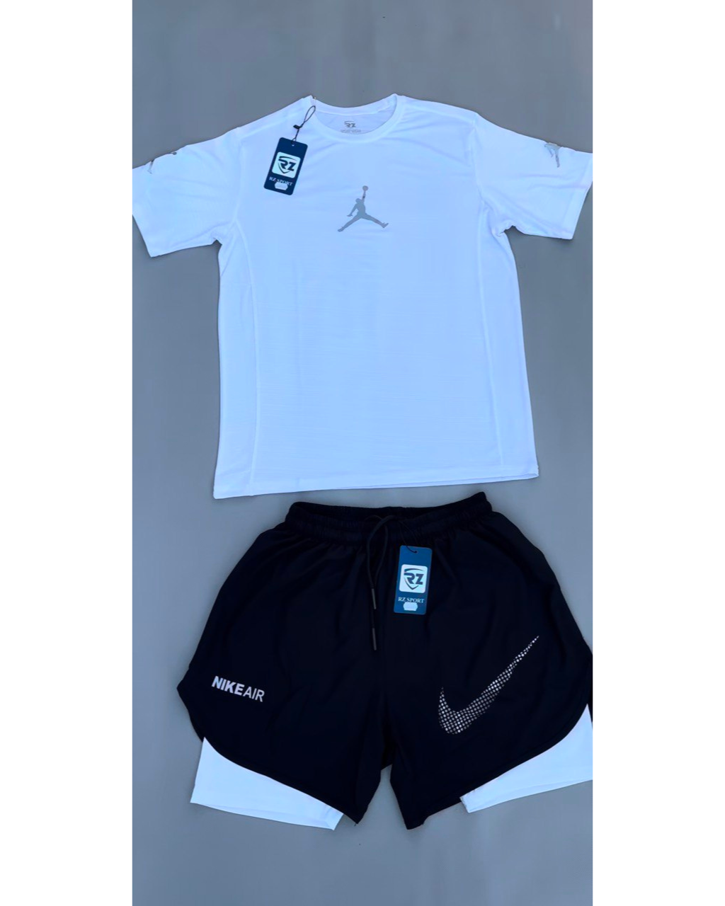 Conjunto Camiseta + Short Dri-Fit Air Jordan - Branco/Preto