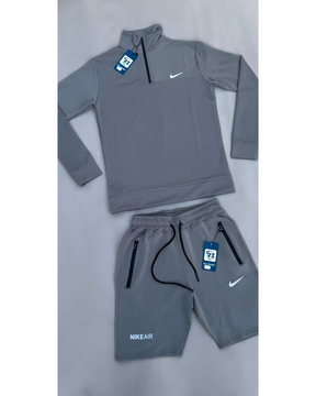 Conjunto Camiseta Manga Longa + Calça Nike - Cinza